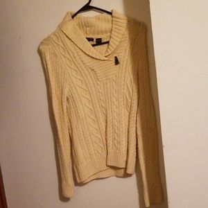 Ladies Jeanne Pierre l/s lt yellow sweater. Size M